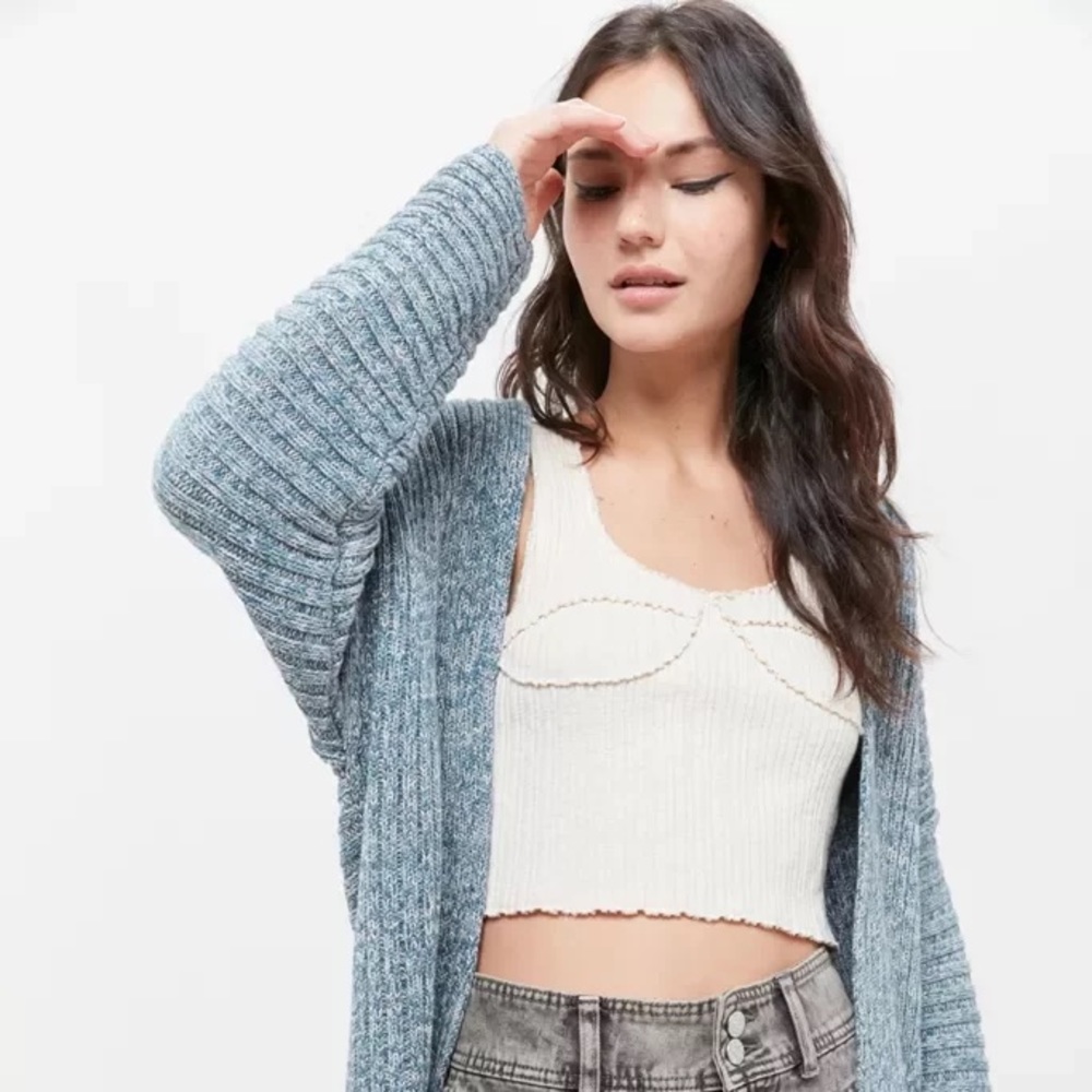Urban Outfitters Leo Ribbed Cardigan Sky Blue